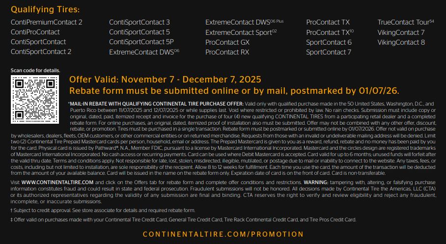 Continental Tire Rebate