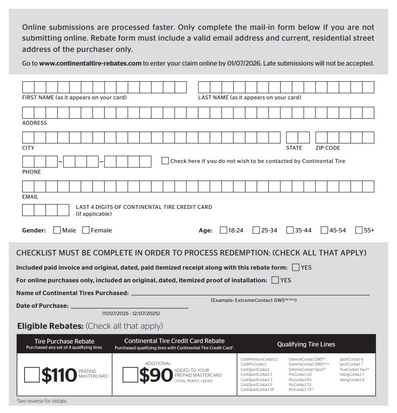 Continental Tire Rebate