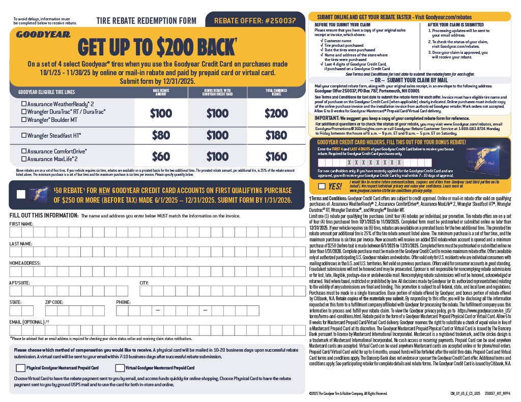 Goodyear Tire Rebate
